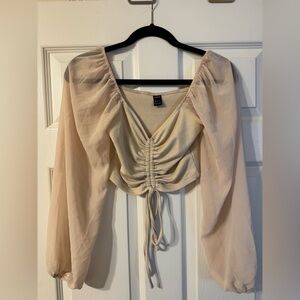 SHEIN Elegant Cream Ruched Women's Top